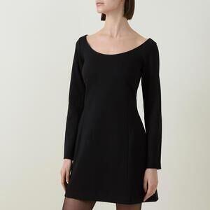 New SPANX Ballet Ponte Long Sleeve Mini Dress In Black Size S $168